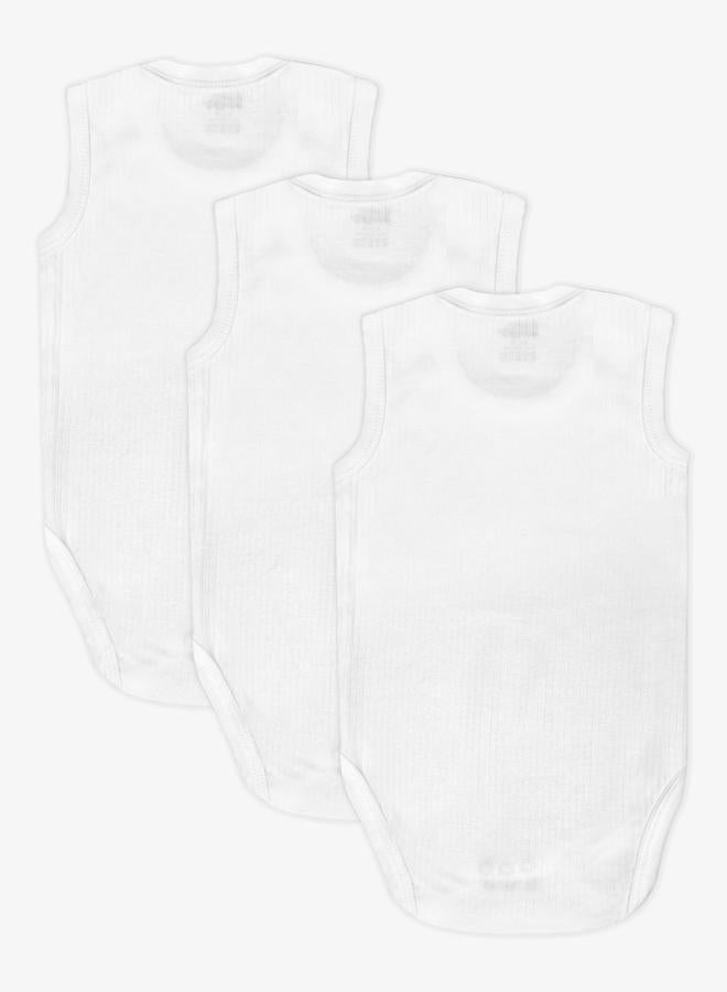 Babies Basic Pack of 3 - Super Combed Cotton Sleeveless Bodysuit - Image 2